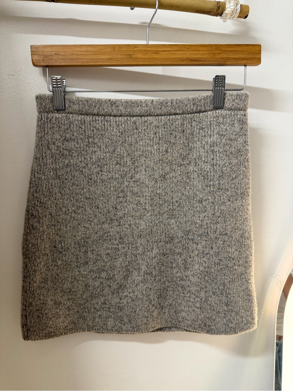 Zara Heather Gray Ribbed Knit Mini Skirt